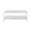 Worlds Away Coffee Table With Antique Brass Foot Caps In Matte White Lacquer