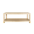 Worlds Away Coffee Table With Antique Brass Foot Caps In Natural Grasscloth