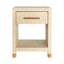 Worlds Away One Drawer Side Table With Rattan Wrapped Handle In Natural Grasscloth