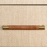 Worlds Away One Drawer Side Table With Rattan Wrapped Handle In Natural Grasscloth