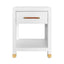Worlds Away One Drawer Side Table With Rattan Wrapped Handle In Matte White Lacquer