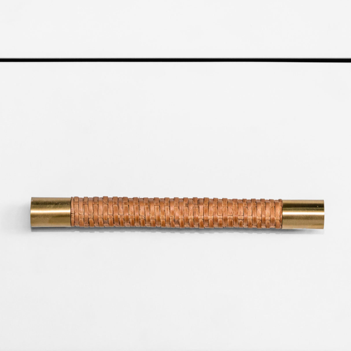 Worlds Away One Drawer Side Table With Rattan Wrapped Handle In Matte White Lacquer