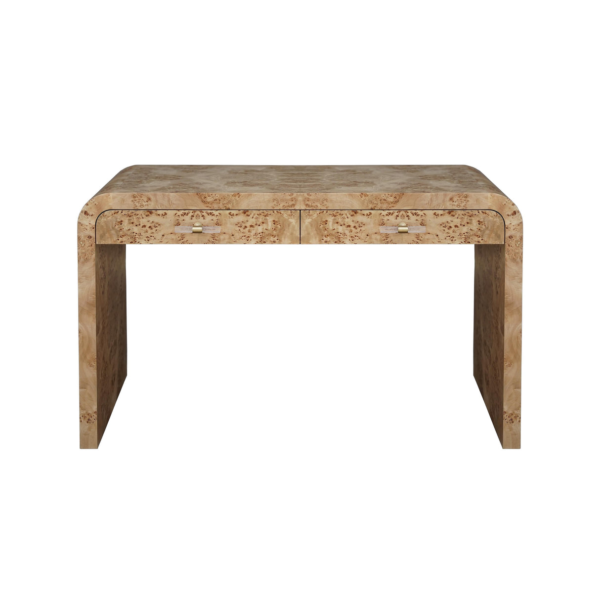 Worlds Away Waterfall Edge Desk In Burl Wood