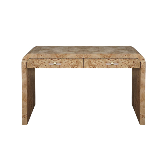 Worlds Away Waterfall Edge Desk In Burl Wood