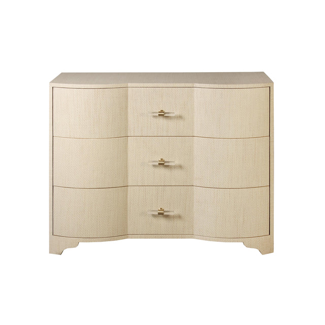 Worlds Away Three Drawer Chest In Natural Grasscloth
