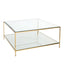 Worlds Away Hammered Gold Lf Square Coffee Table W Bvld Glass