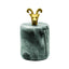 Worlds Away Black Marble Container With Brass Ram Handle
