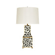 Worlds Away Handpainted Pagoda Table Lamp In Blk Leopard W/ Gold Trim