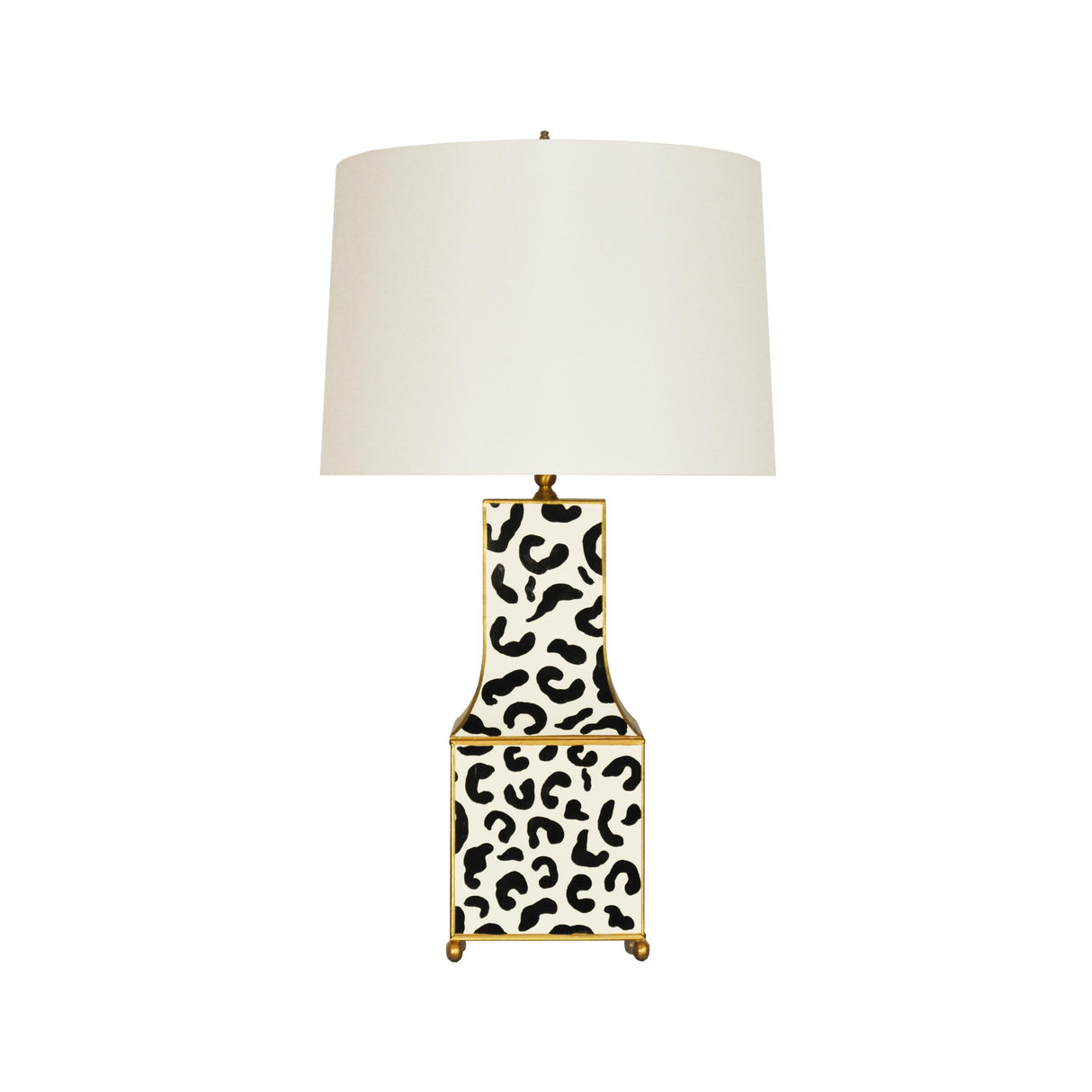 Worlds Away Handpainted Pagoda Table Lamp In Blk Leopard W/ Gold Trim