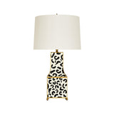 Worlds Away Handpainted Pagoda Table Lamp In Blk Leopard W/ Gold Trim