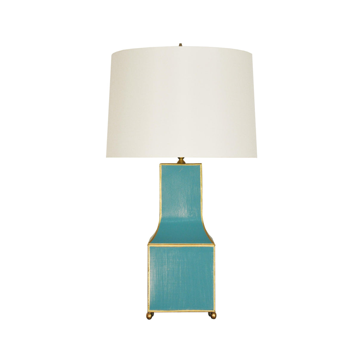 Worlds Away Handpainted Pagoda Table Lamp In Turquoise With Gold Trim