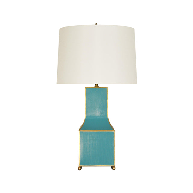 Worlds Away Handpainted Pagoda Table Lamp In Turquoise With Gold Trim
