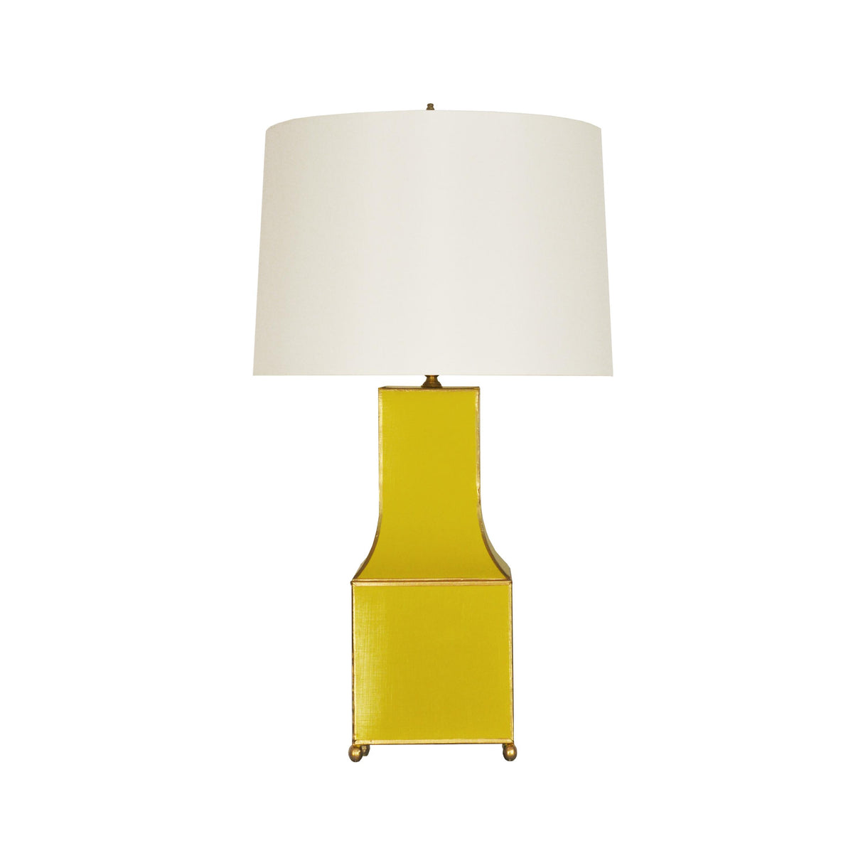Worlds Away Handpainted Pagoda Table Lamp In Yellow With Gold Trim
