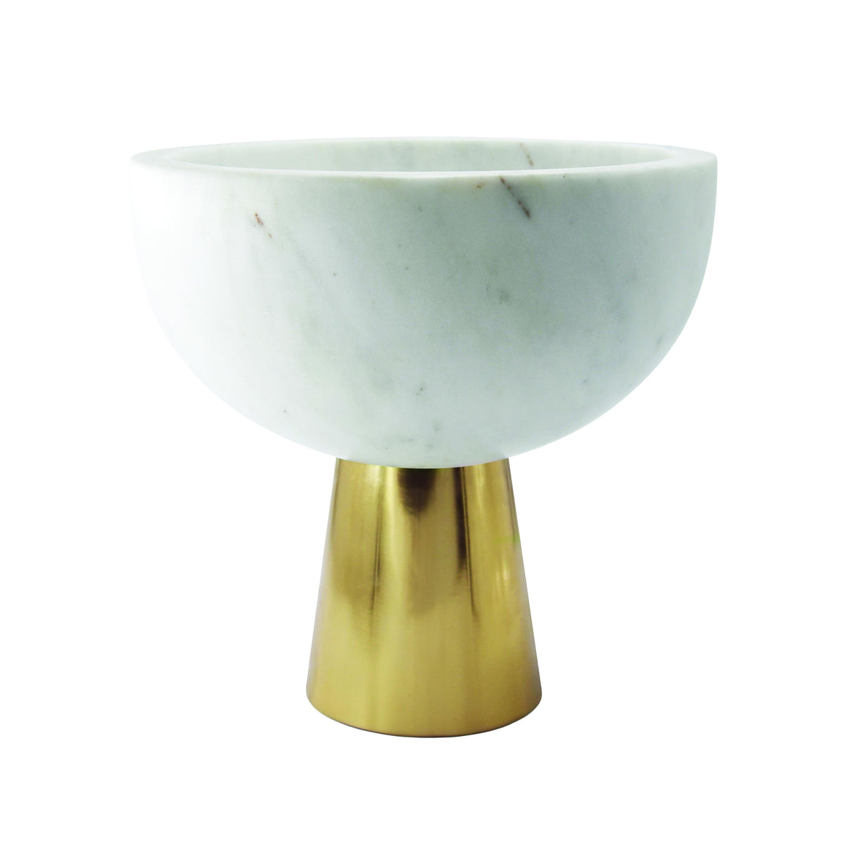 Worlds Away Large White Marble Bowl With Brass Base
