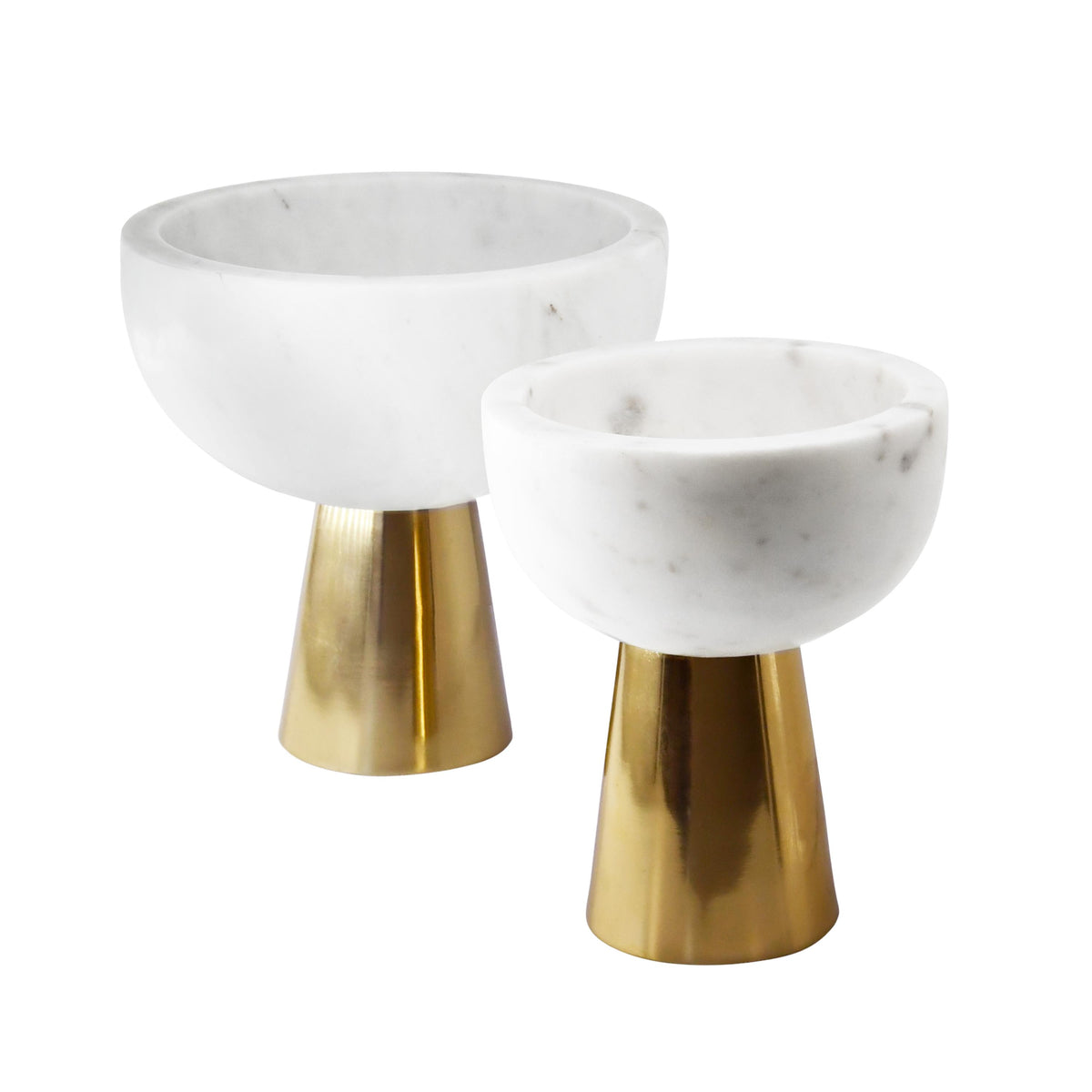 Worlds Away Large White Marble Bowl With Brass Base