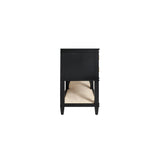 Worlds Away Four Drawer Console With Open Cane Shelf In Black Oak