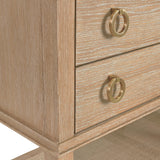 Worlds Away Four Drawer Console With Open Cane Shelf In Cerused Oak