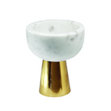 Worlds Away Small White Marble Bowl With Brass Base