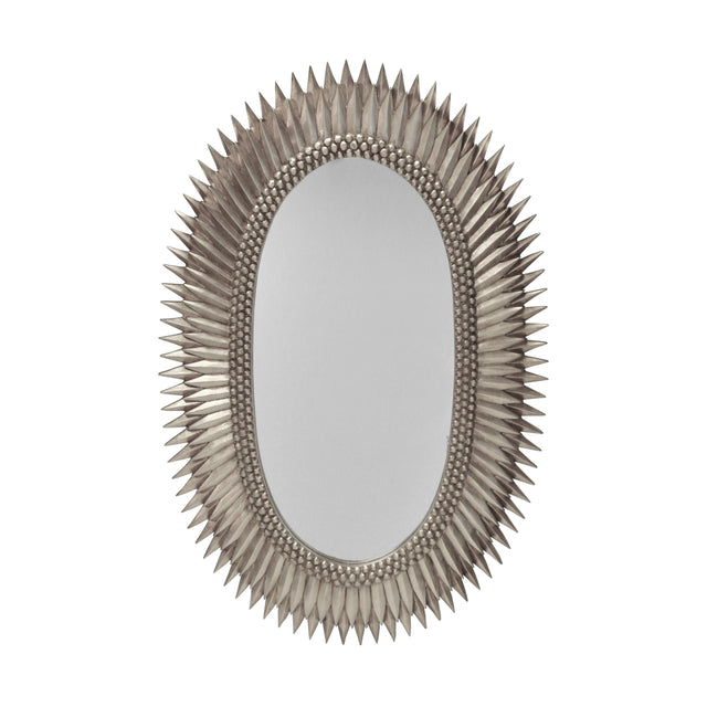 Worlds Away Oval Starburst Mirror In Silver Leaf