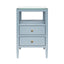 Worlds Away Two Drawer Side Table In Textured Light Blue Linen With Polished Brass Knobs