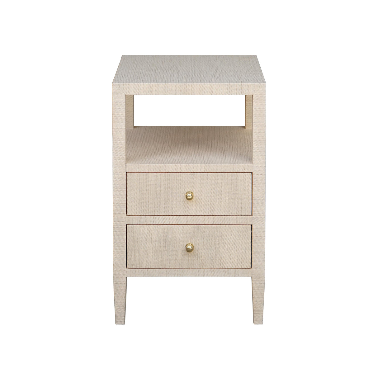 Worlds Away Two Drawer Side Table In Natural Grasscloth