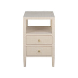 Worlds Away Two Drawer Side Table In Natural Grasscloth