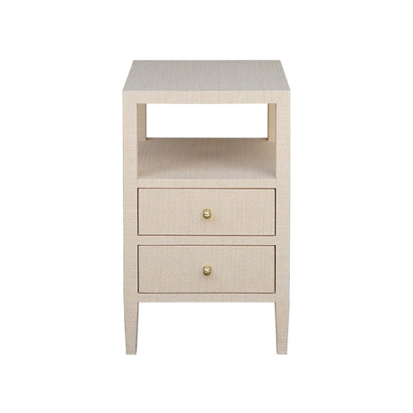 Worlds Away Two Drawer Side Table In Natural Grasscloth