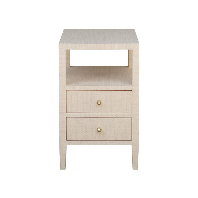 Worlds Away Two Drawer Side Table In Natural Grasscloth