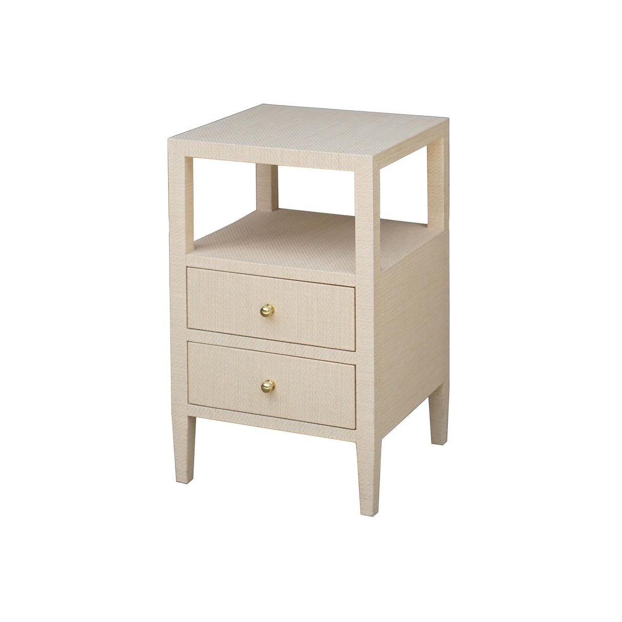 Worlds Away Two Drawer Side Table In Natural Grasscloth