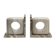 Worlds Away Beige Marble Bookend With Circle Cutout