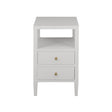 Worlds Away Two Drawer Side Table In Coated White Linen
