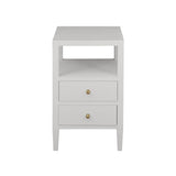 Worlds Away Two Drawer Side Table In Coated White Linen