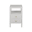 Worlds Away Two Drawer Side Table In Coated White Linen
