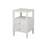 Worlds Away Two Drawer Side Table In Coated White Linen