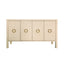 Worlds Away Four Door Buffet With Antique Brass Circle Hardware In Natural Grasscloth