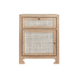 Worlds Away One Door Cabinet With Cane Door Front In Cerused Oak