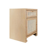 Worlds Away One Door Cabinet With Cane Door Front In Cerused Oak