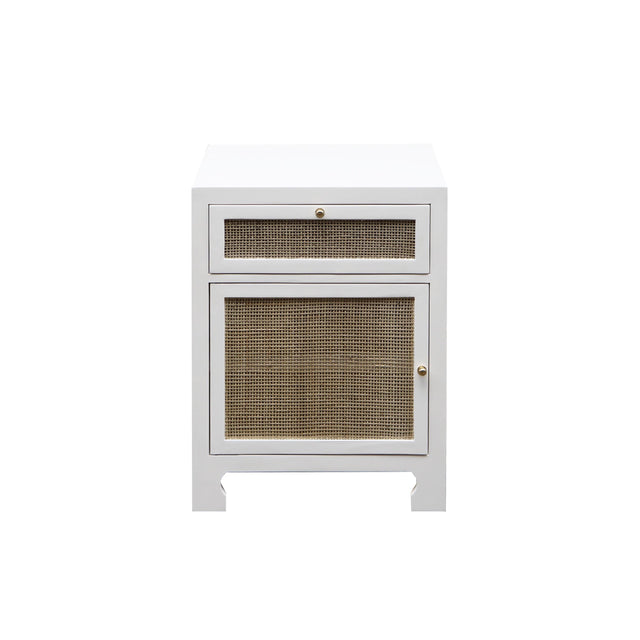 Worlds Away Cabinet W Cane Door Front In White Lacquer
