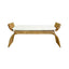 Worlds Away Arched Bench In Woven Water Hyacinth With Performance Ivory Linen Cushion