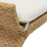 Worlds Away Arched Bench In Woven Water Hyacinth With Performance Ivory Linen Cushion