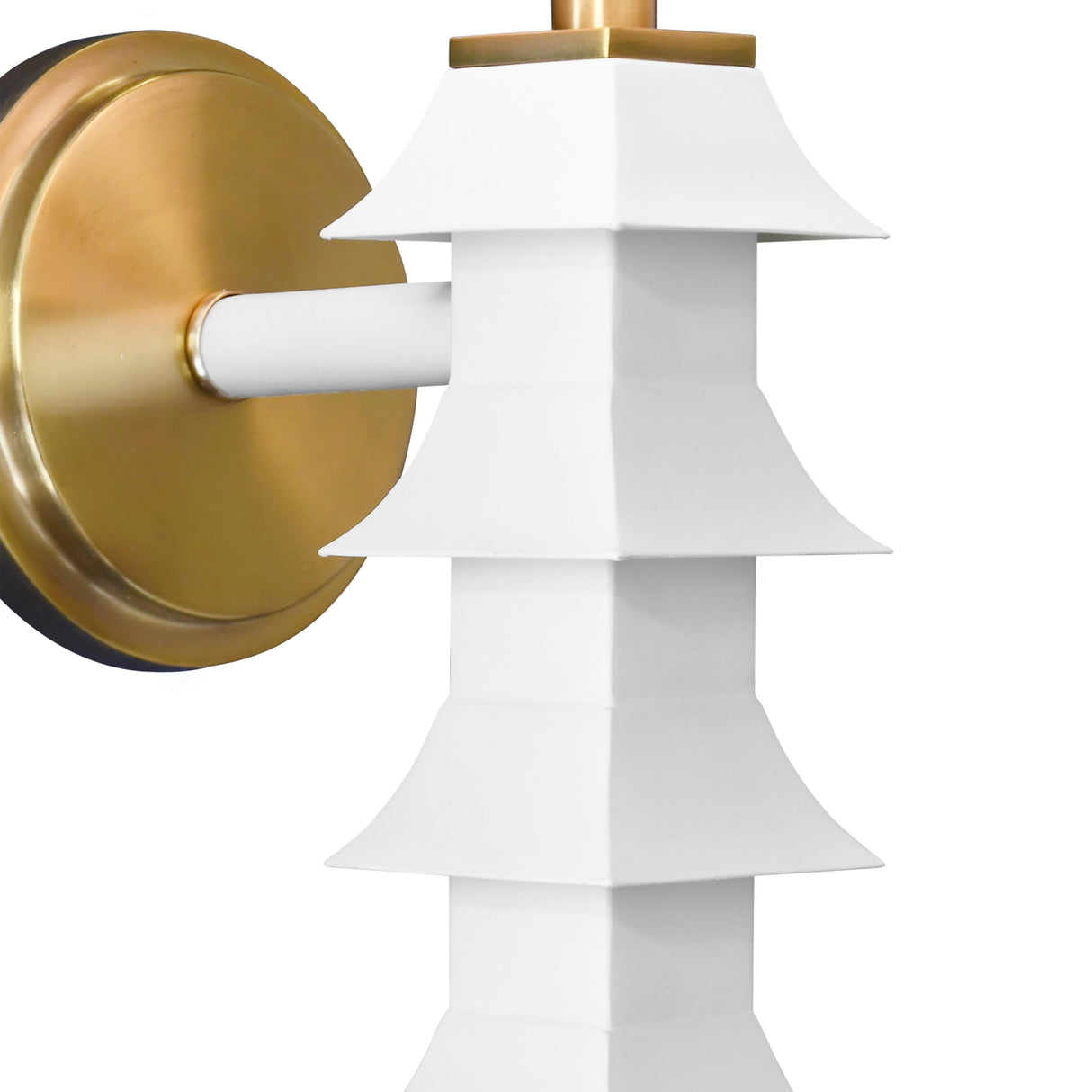 Worlds Away Handpainted Tole Pagoda Sconce In White