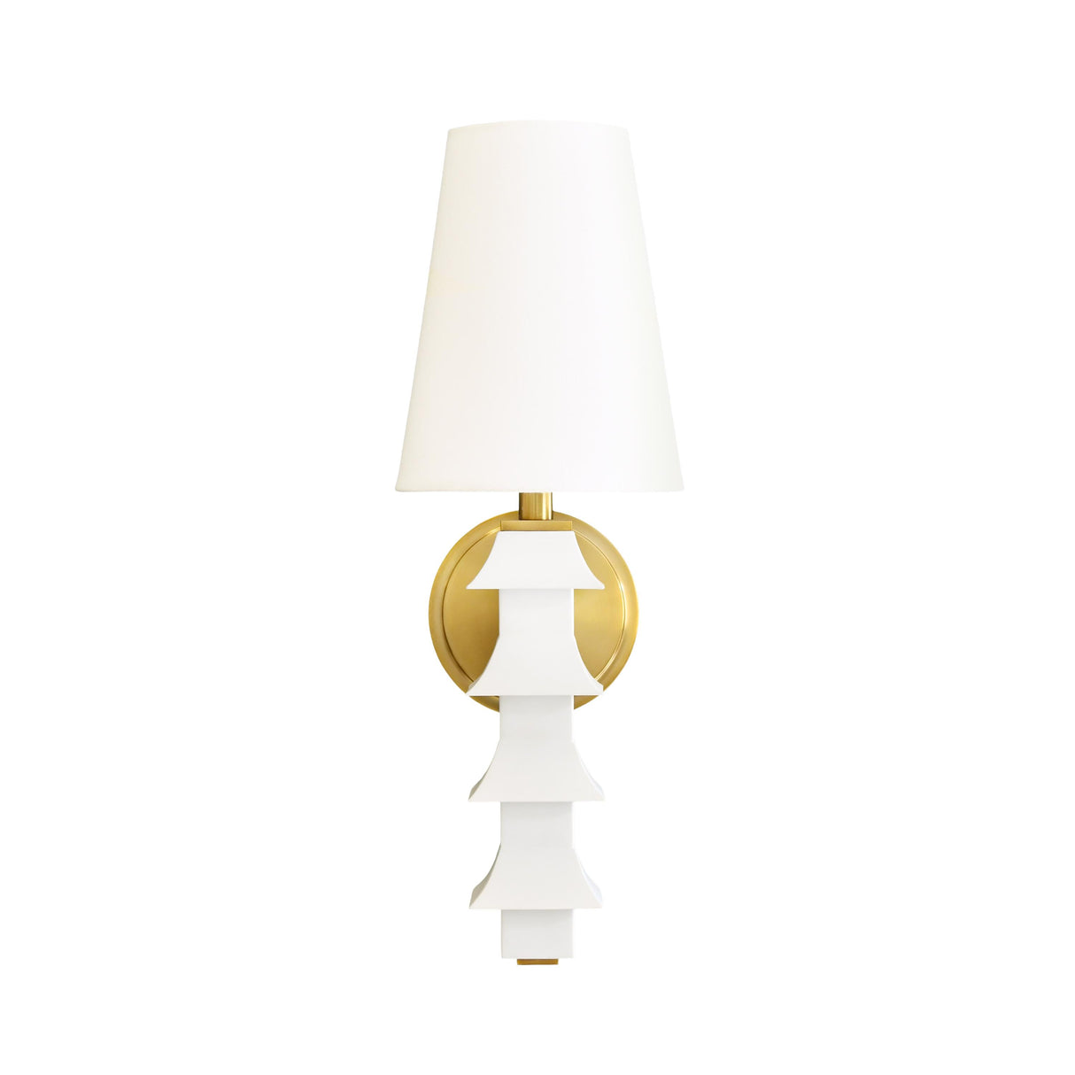 Worlds Away Handpainted Tole Pagoda Sconce In White