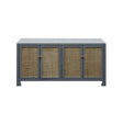 Worlds Away Cane Cabinet W. Brass Hardware In Grey Lacquer