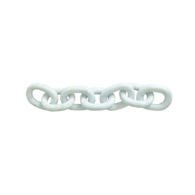 Worlds Away White Marble Chain Link Object