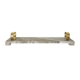Worlds Away Beige Marble Tray With Brass Oval Shaped Handle