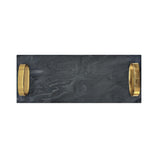 Worlds Away Black Marble Tray With Brass Oval Shaped Handle