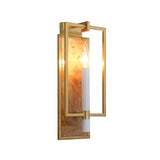 Worlds Away Candlestick Sconce With Rectangular Burl Wood Backplate And Open Brushed Brass Rectangle Frame