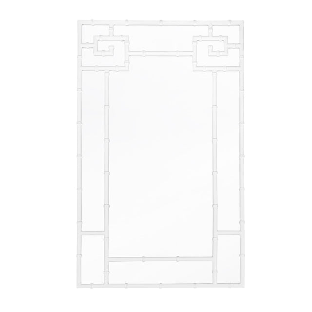 Worlds Away Bamboo Detail Mirror In White Lacquer
