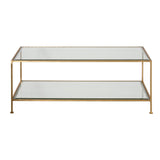 Worlds Away Gold Leaf Rectangular Coffee Table W Beveled Glass