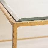 Worlds Away Gold Leaf Rectangular Coffee Table W Beveled Glass